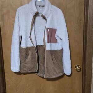 Maurices Cream and Tan Sherpa Jacket